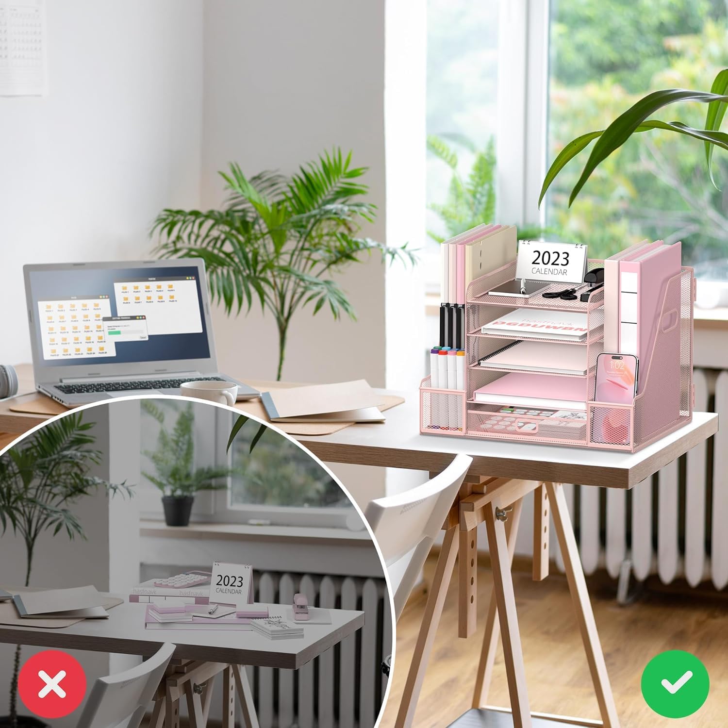 Organizer da scrivania a 5 livelli con porta documenti, vassoio per lettere in rete con porta riviste, organizer da scrivania e portaoggetti con cassetto per forniture per ufficio, casa o