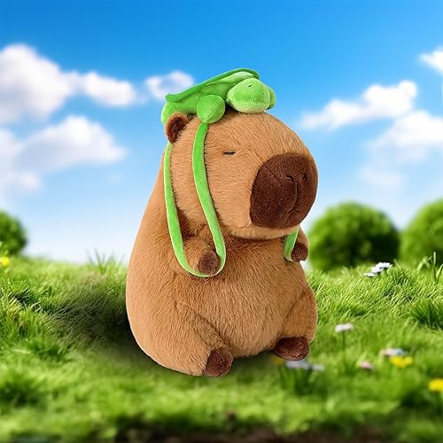 Miniatura 8 de Capybara - Peluche Kawaii suave de 9 pulgadas, lindo juguete de peluche con mochila de tortuga, peluche suave, regalo para niños, niñas, adultos,