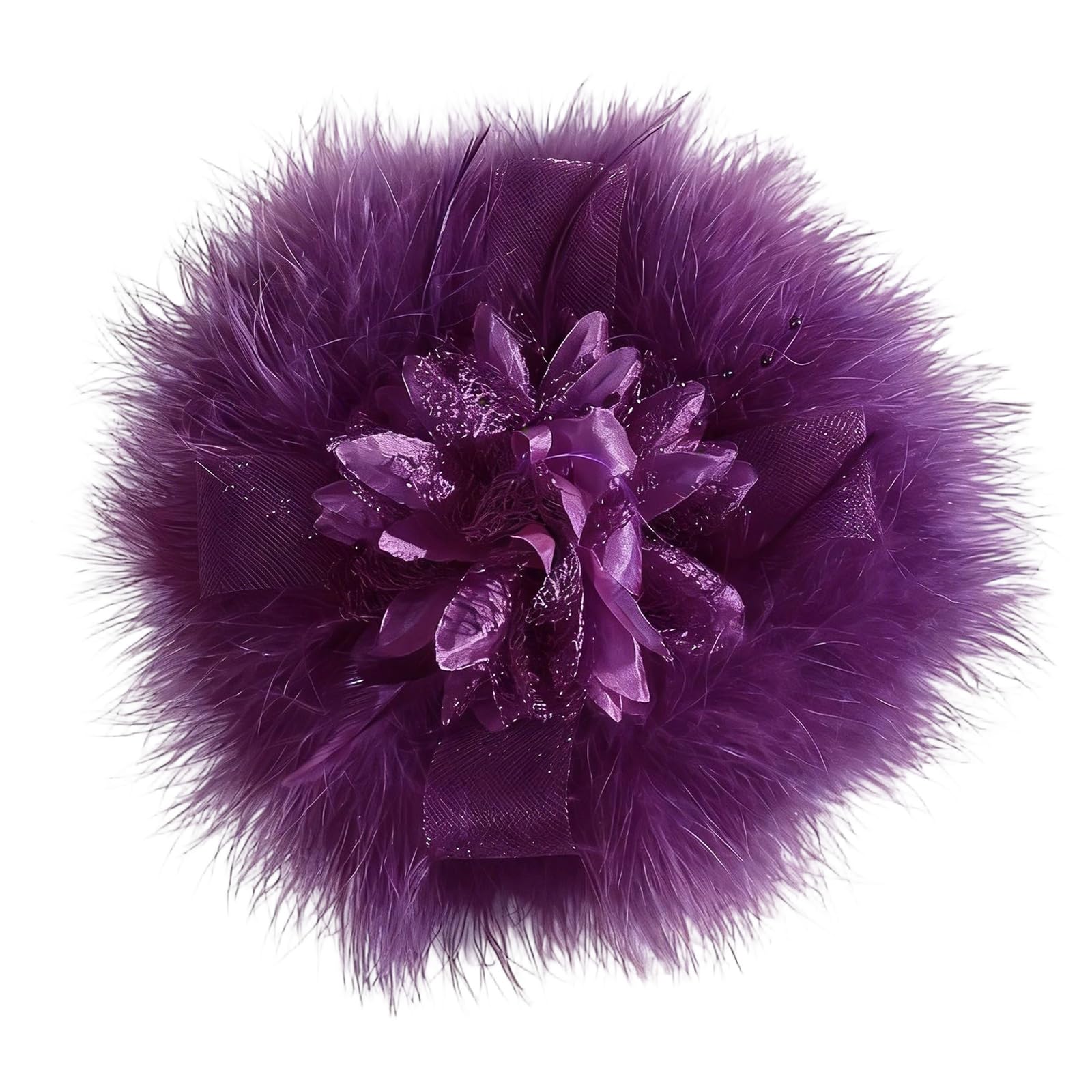 LEIQI Feathered Fascinator Hair Clip with Furry Design Cosplay Event Hairband for Weddings PhotoShoots and Theme