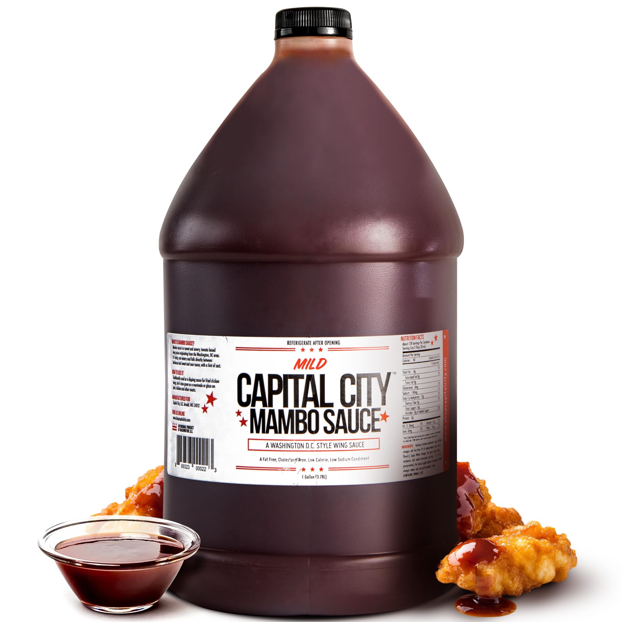 Mambo Sauce Mild, Washington DC Wing Sauces, Perfect Condiment for Wings Chicken Pork Beef Seafood Burgers Rice or Noodles, 128oz (1 Gallon)