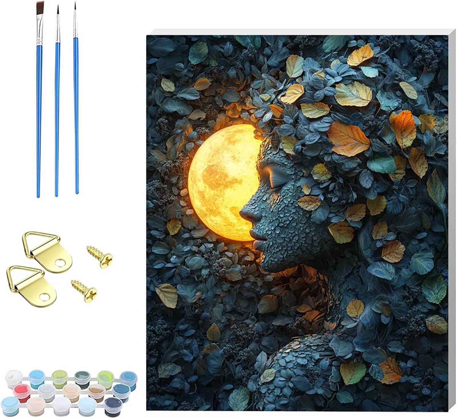 Maluj według numerów dla dorosłych kobieta, DIY malowanie po numerach z abstrakcyjną ramą, zestaw DIY dla dorosłych z 3 pędzlami, Paint by Numbers Adult do dekoracji domu, prezent dla kobiet 50x70cm B