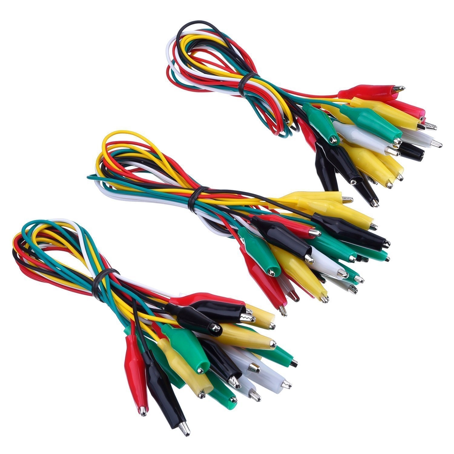 DollaTek 30Pcs Puntali con Clip a Coccodrillo Set di pinze per Test Isolate Pinzette a Doppia Punta, 19,7 Pollici