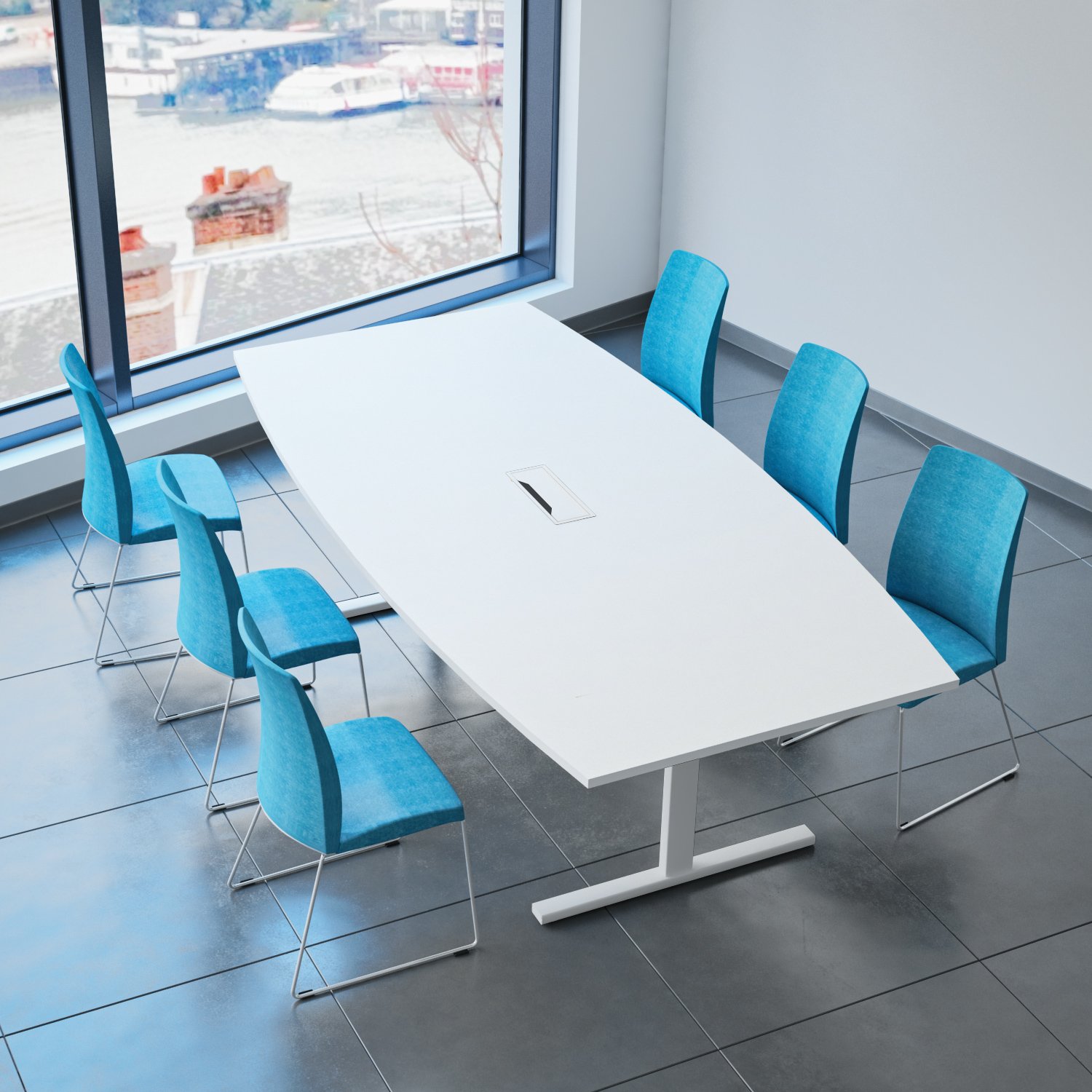 Tavolo Da Conferenza Weber 240x120cm - Serie Easy Con Alzata Elettrica, Colore Bianco - Foto 5