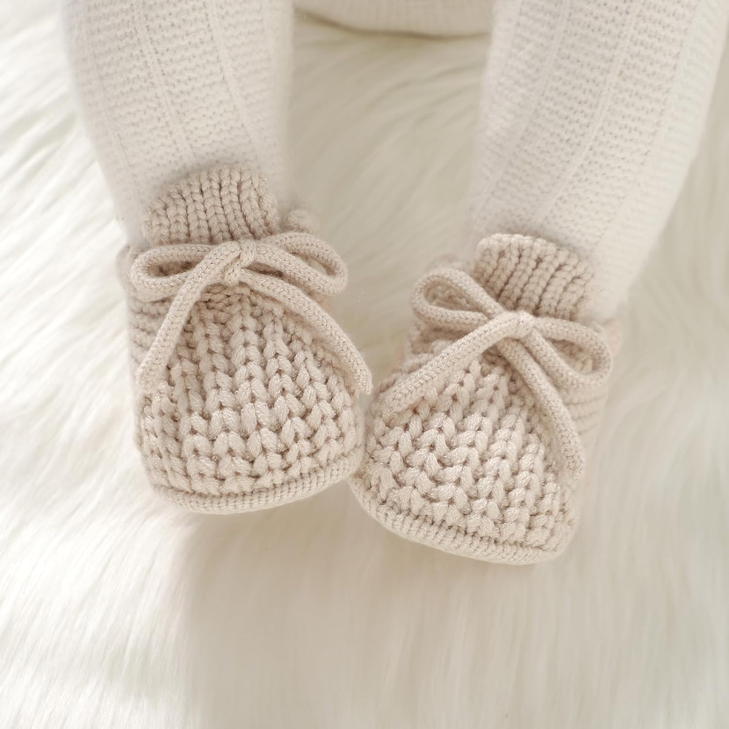 DovFanny Baby Booties Newborn Baby First Shoes Cozy Warm Knit Soft Booties for Toddler Infant Boy Girl - Image 4