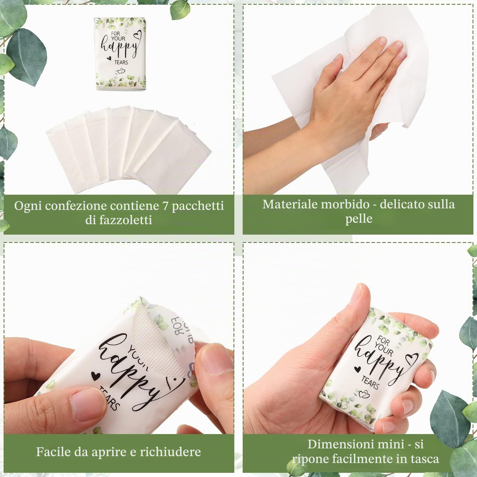 Sinmoe Fazzoletti per il viso per matrimoni, sacchetti di benvenuto, tascabili, dimensioni da viaggio, bomboniere per ospiti, 3 veli, lacrime felici, confezioni di fazzoletti per feste di nozze,