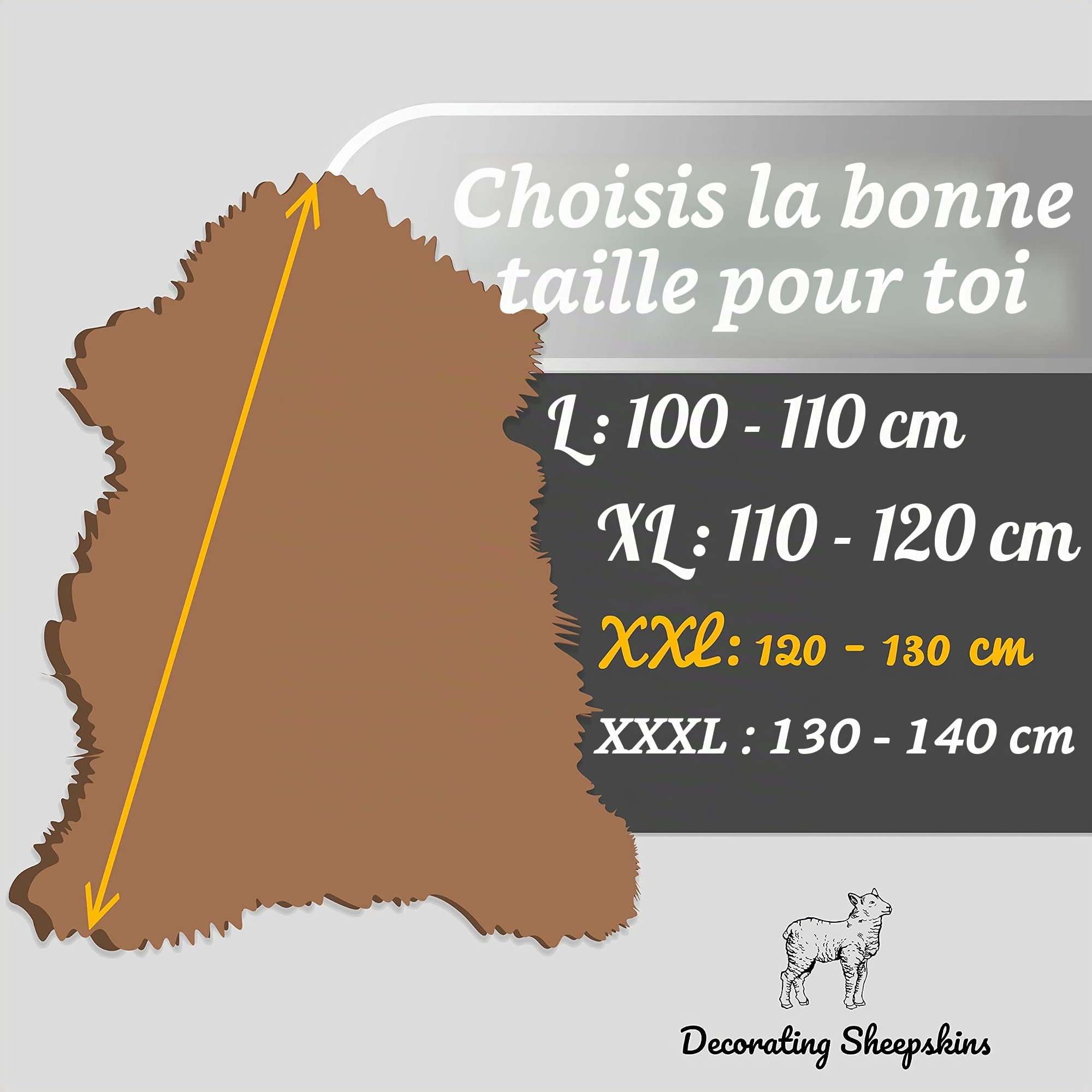 Peau de Mouton mérinos véritable de qualité supérieure Peau d'agneau véritable, Douce et Moelleuse, Fourrure pour chaises, Peau de (Blanc, 120 x 130 cm)