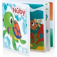 Nuby Bath Fun Time Book with Water-Proof Pages and Surprise Squeaker, Early Education, 0 M+ Prints May Vary
