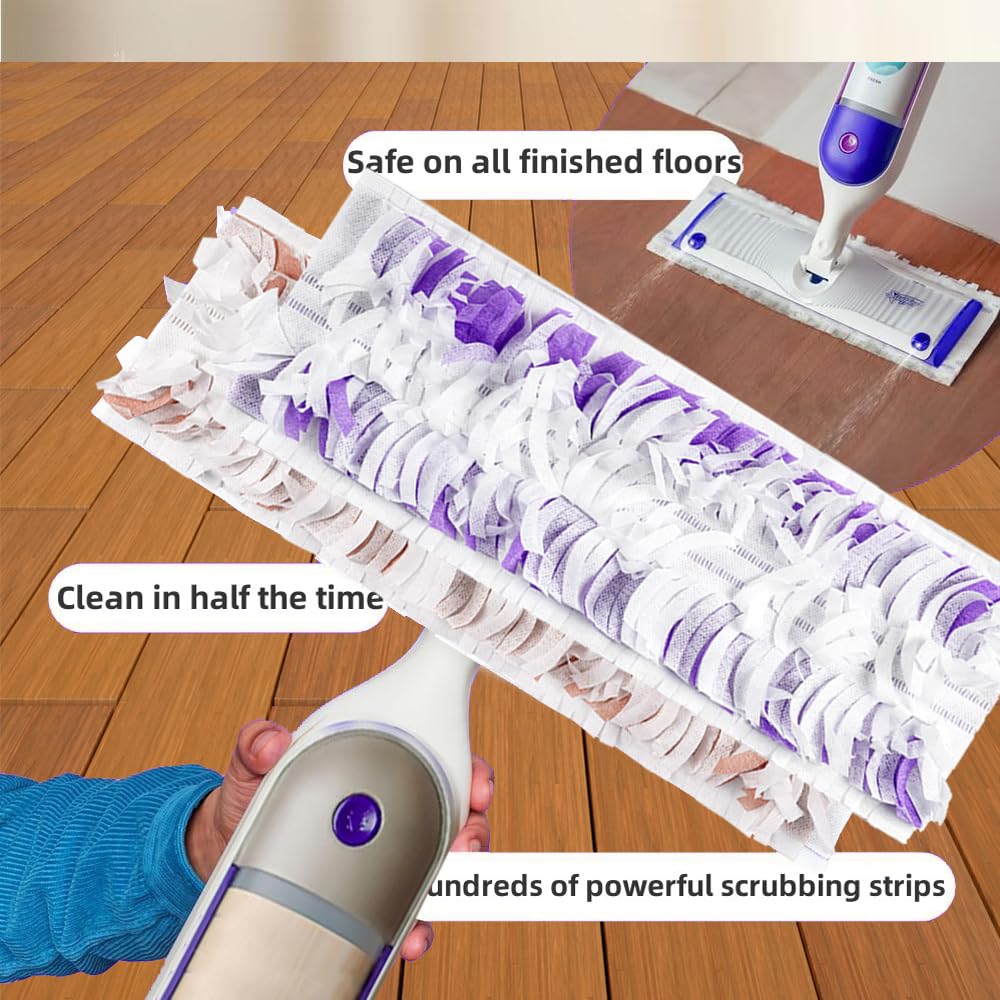 Recambios de almohadillas desechables para Swiffer PowerMop multisuperficie, almohadillas de madera para limpieza de suelos, 10 unidades (10 moradas + 10 marrones)