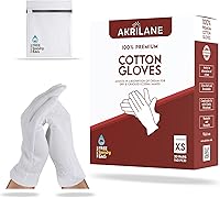 Vista 18 de 1 Talla 10 Pares Guantes de Algodón 100% Premium para Manos Secas Guantes Hidratantes Nocturnos para Eczema, Psoriasis y Tratamiento de Spa