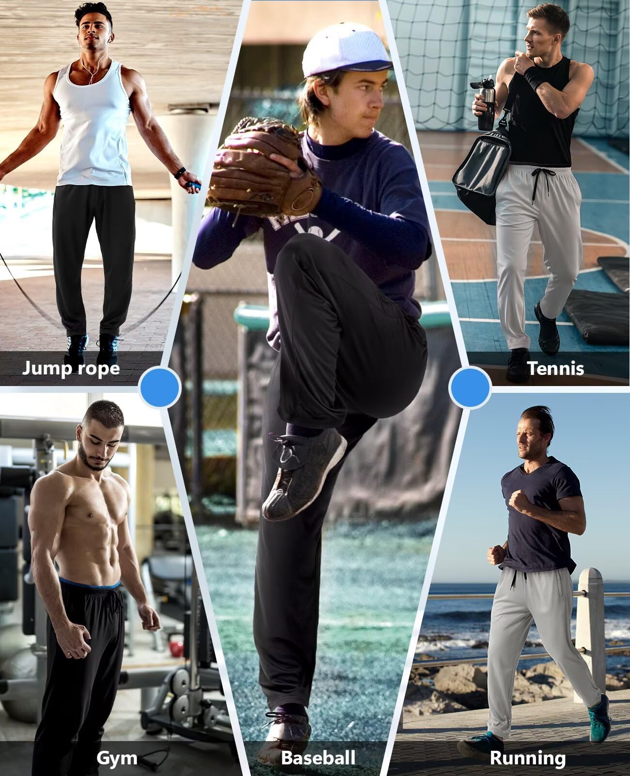 5er-Pack Jogginghose Herren mit Reißverschlusstasche, Trainingshose Herren Mesh Offener Boden, Sporthose Herren Lang Atmungsaktiv Fitness Laufhose