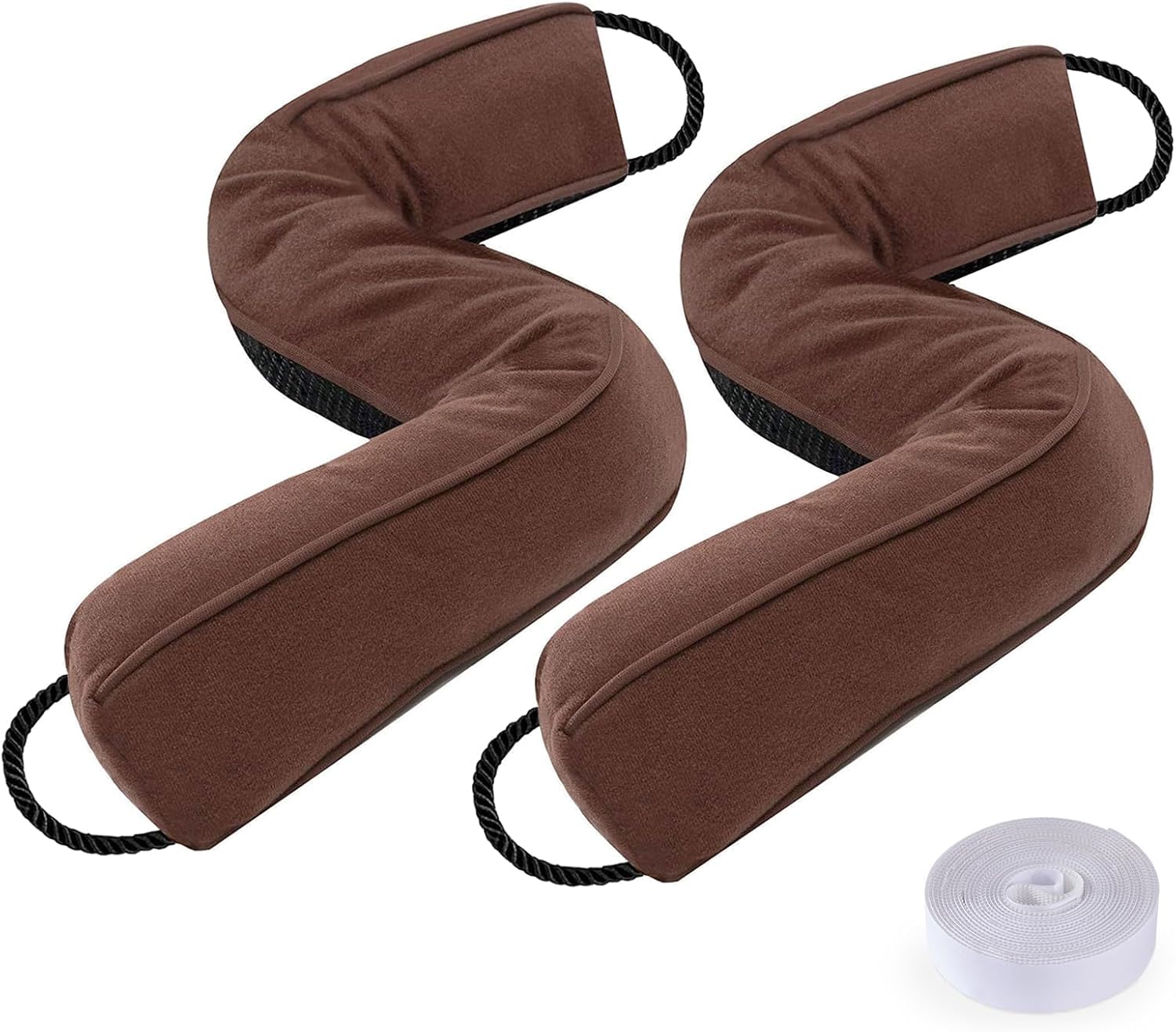 Sunolga 2 Packs 38 Inches 2.2LB Weighted Door Draft Stopper Filled with Glass Beads & Cotton, Removable Machine Washable Sound Proof Under Door Draft Blocker with Anti-Abrasion Bottom for Door, Brown