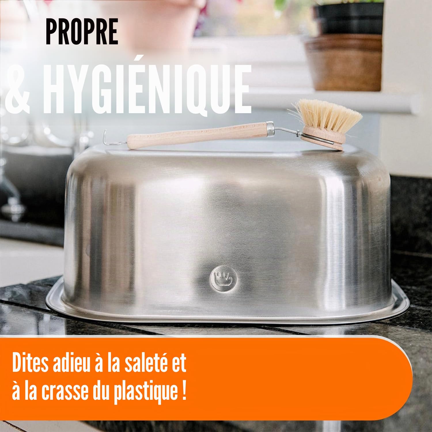 Elephant Box Bassine à vaisselle en acier inoxydable - Sans plastique - 10 litres