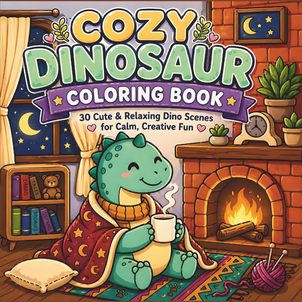 Cozy Dinosaur Coloring Book: 30 Cute and Relaxing Dino Scenes for Calm, Creative Fun (30 Page Studio)