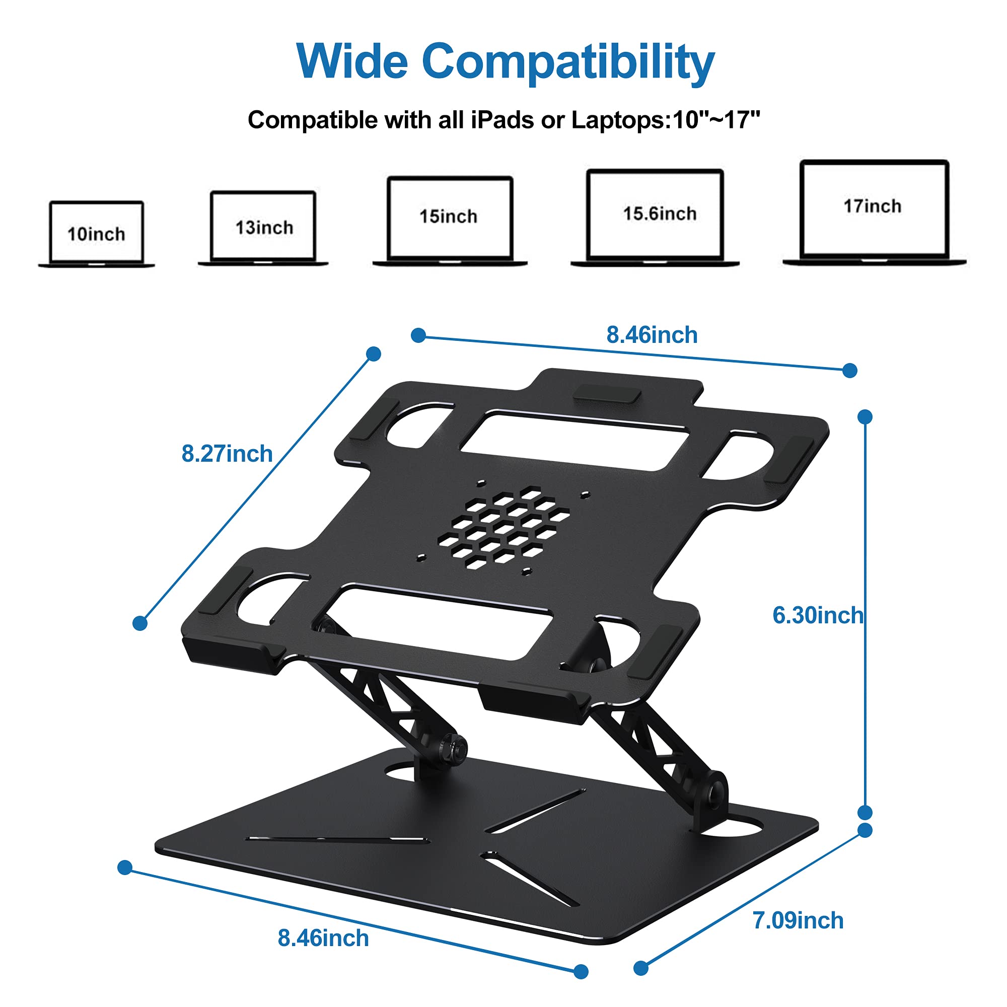 Soporte para tablet o portátil, plegable, de aluminio, altura ajustable
