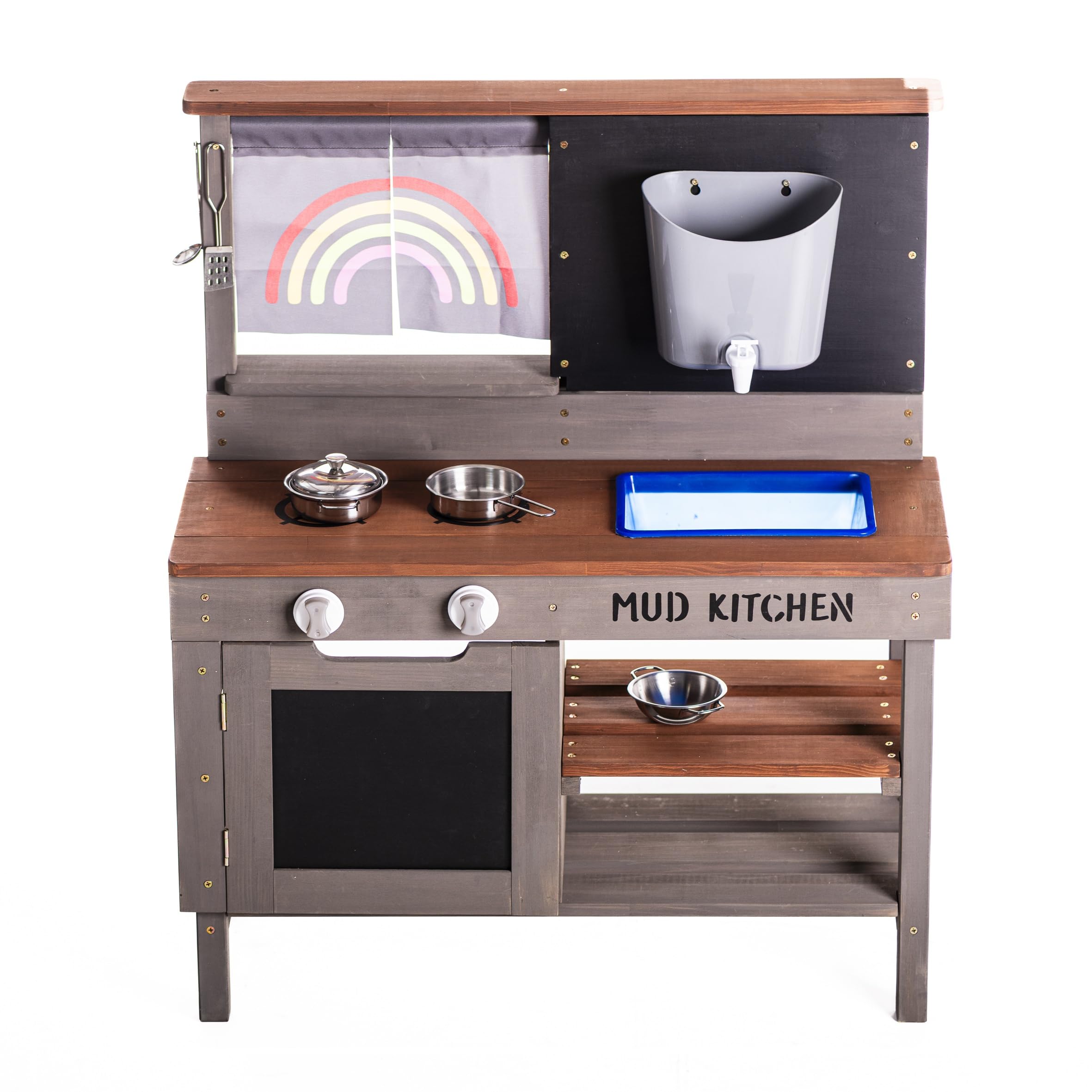 Garden Gear Children's Mud Kitchen Wooden Outdoor Play Kitchen with Sink Oven Chalkboard Accessories Hemlock Wood Kids Role Play