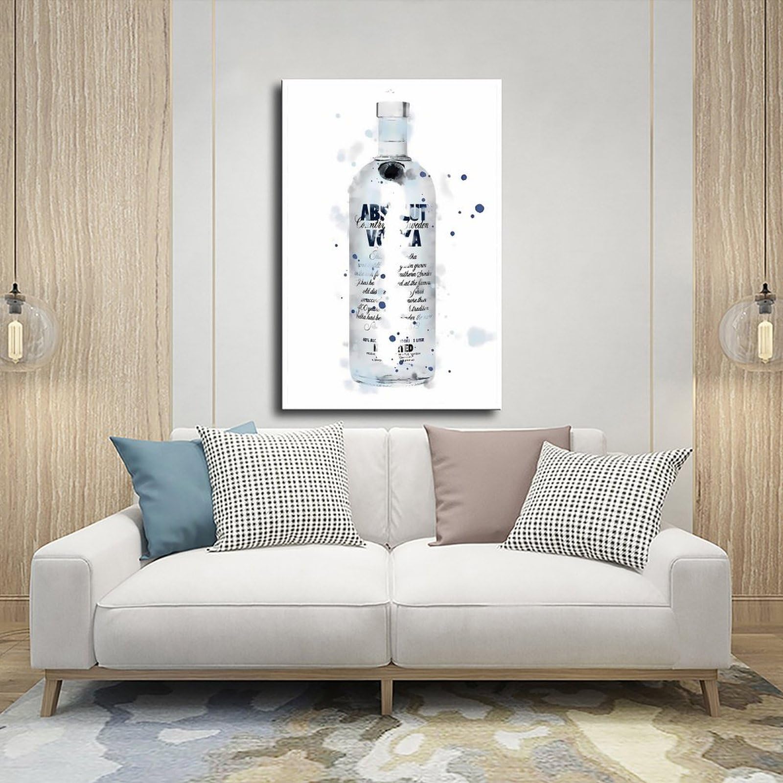 Absolute Vodka Kunstposter mit Tinte auf Leinwand, Wandkunst, Dekordruck, Gemälde für Wohnzimmer, Schlafzimmer, Dekoration, Rahmen: 60 x 90 cm