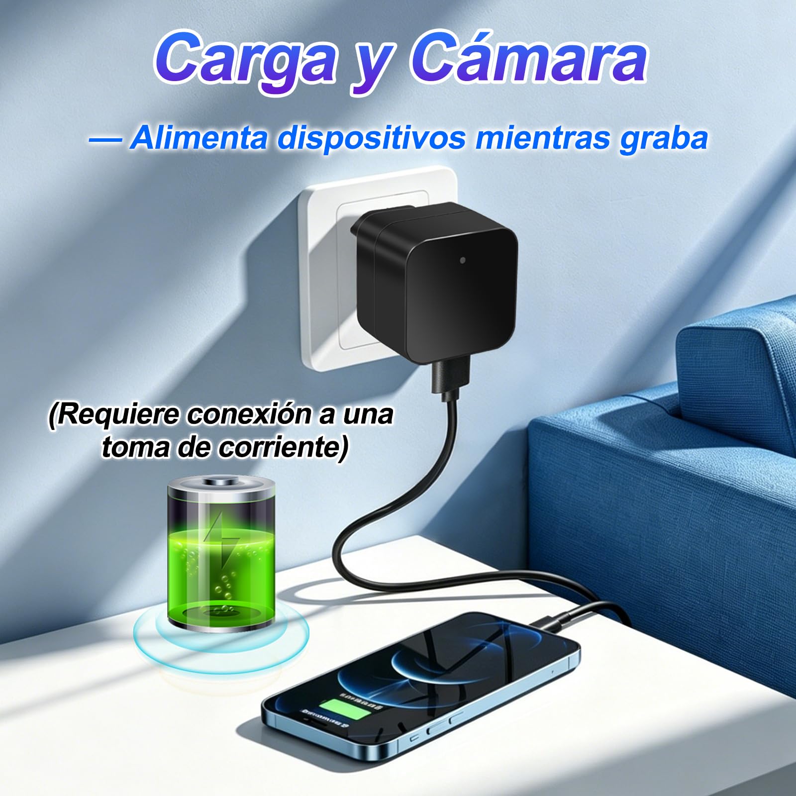 TANGMI Mini Camara Espia WiFi 2.4G y 5Ghz, 1080P HD & 100° Ángulo Camara Espia Invisible Camuflada con Detección de Movimiento y Alertas Instantáneas para Hogar y Oficina