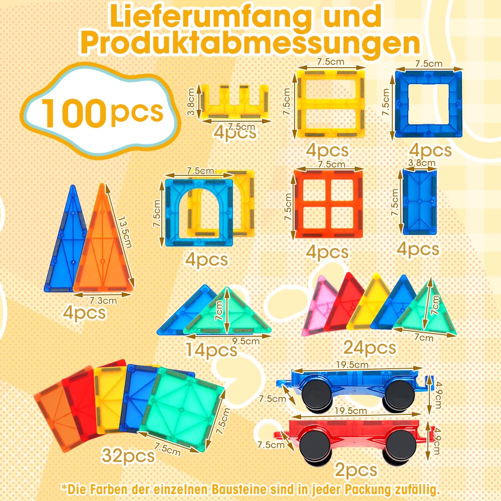 Playpals Magnetbausteine 100 Teile für Kinder ab 3 Jahren, Magnetspielzeug, 3D Konstruktionsspielzeug, Kinder Lernspielzeug, Montessori Bauspielzeug für Jungen und Mädchen | Bauspielzeug, Für Kinder ab 3 Jahren, Kinder Lernspielzeug, Montessori Bauspielze
