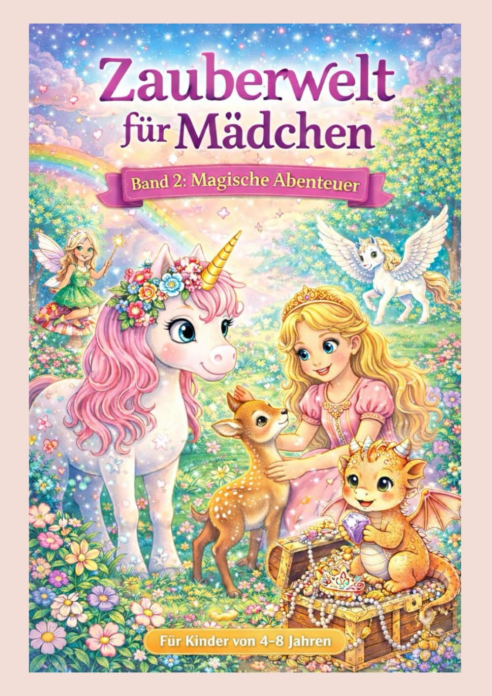 Zauberwelt für Mädchen – Band 2: Magische Abenteuer: 50 neue Ausmalbilder mit Einhörnern, Prinzessinnen, Feen & Meerjungfrauen – Für Kinder von 4–8 Jahren