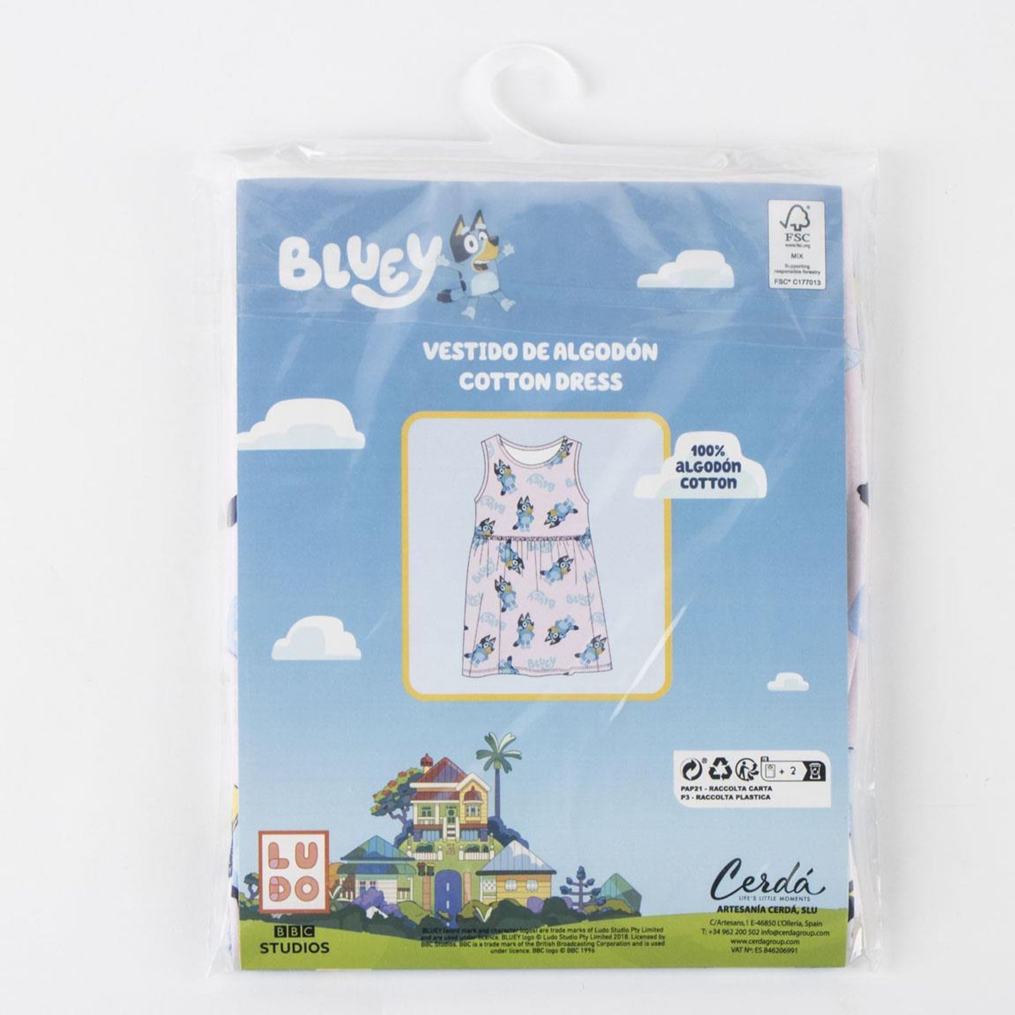 Vestido Bluey Niña Verano Sin Mangas Ropa Casual Cómoda Ligera