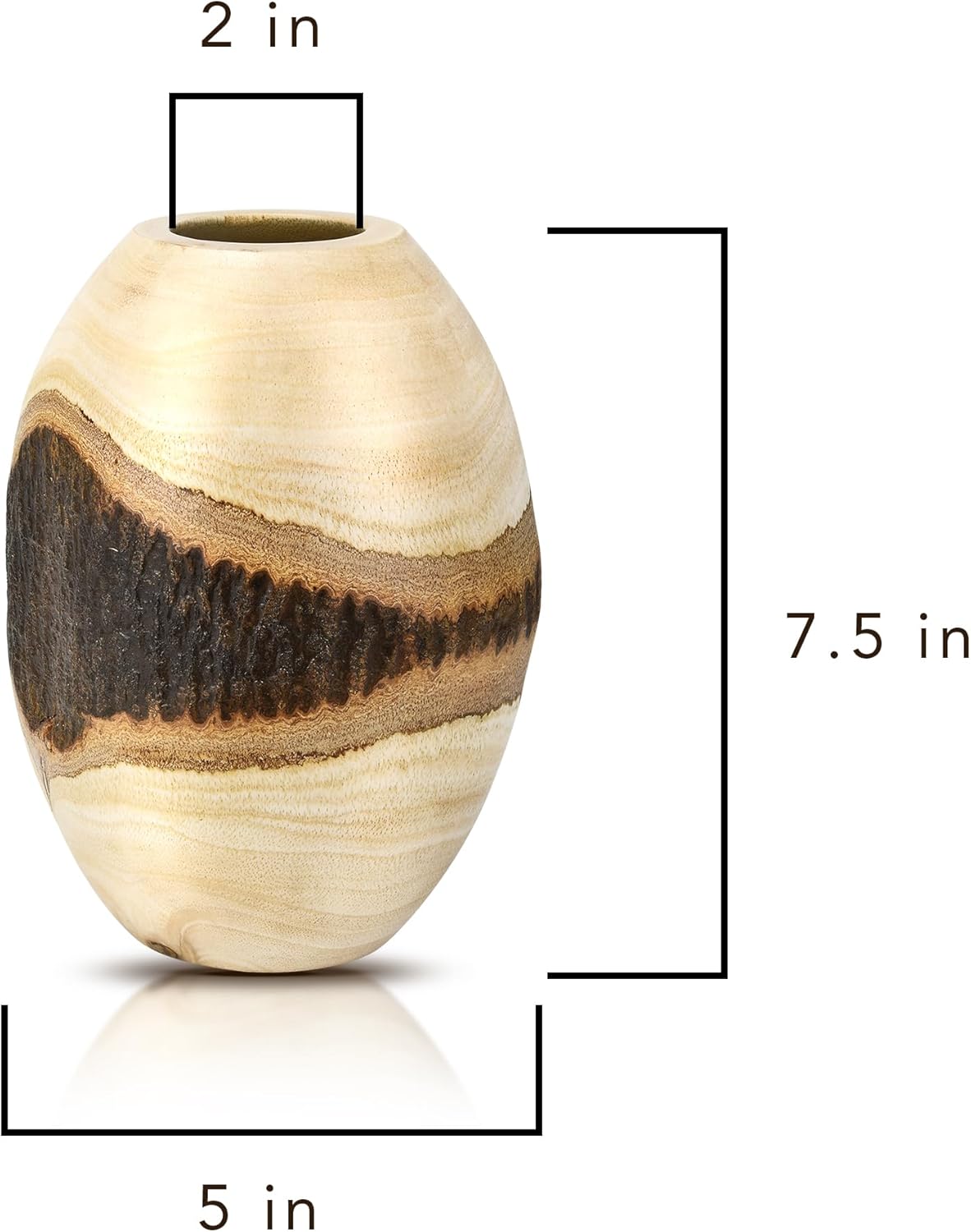AeraVida 7.5-Inch Oval Mango Tree Wood Vase with Natural Bark | Handcrafted Rustic Wooden Flower Vase | Sustainable Home Decor Accent | Handmade Nature-Inspired Tabletop Decoration