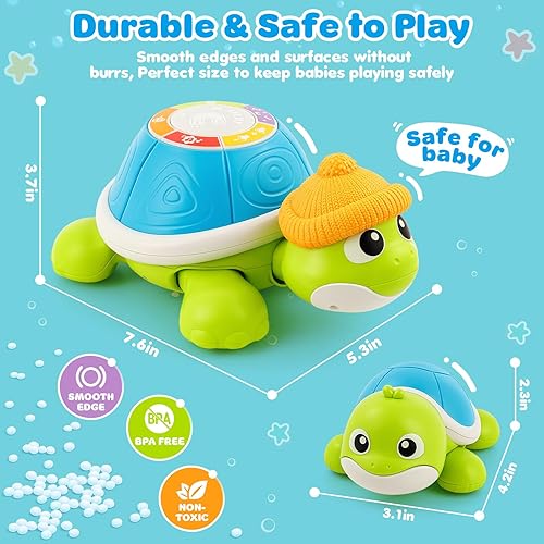 Miniatura 6 de Juguetes para bebés de 6 a 12 meses, juego de juguetes musicales de tortuga gateando para el tiempo boca abajo, juguetes educativos tempranos,