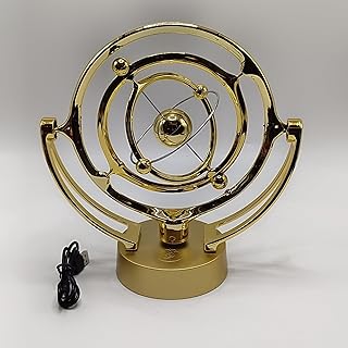 Earth Perpetual Motion Instrument Desktop Model, Rotating Magnetic Pendulum, Celestial Instrument Track Ornament, Holiday Gift, Creative Physical Decorative Ornament (Golden Round Ball Style)
