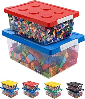 Plastic Storage Bins with Lids - Stackable Toy Storage Organizer Box Set...