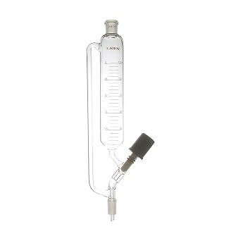 Glass 125mL Addition Graduated Pressure Equalizing Dropping Funnel/Lines with 14/20 Joints & High Vacuum Valve Chemistry Lab Glassware