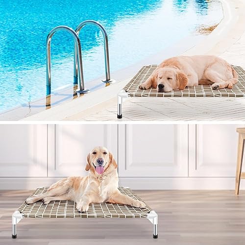Miniatura 6 de Cama elevada para perros cuna elevada para mascotas, tamaño mediano, cama portátil para interior y exterior, suave y cómoda, cama para mascotas para
