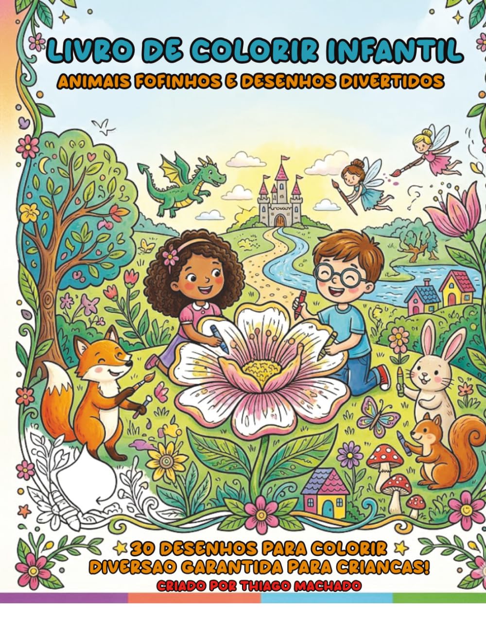 LIVRO DE COLORIR INFANTIL: Animais Fofinhos e Desenhos Divertidos