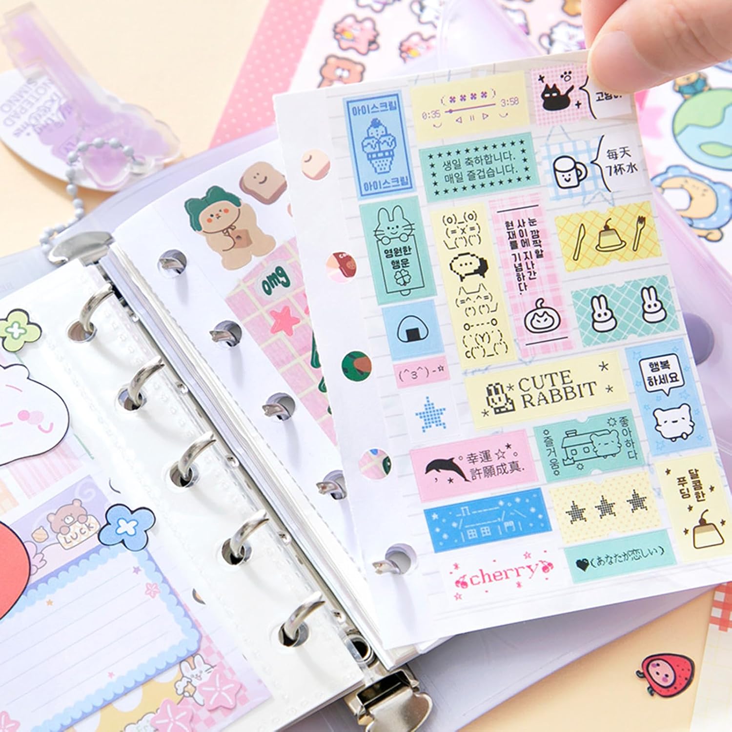 Japanese Manga Sticker Book 2-Pack,60 Sheets with Glitter, Matte and Writable Note Stickers for Journaling, Ins Style Scrapbook Supplies, 5.8 x 4.1 Inch Kawaii Sticker Set