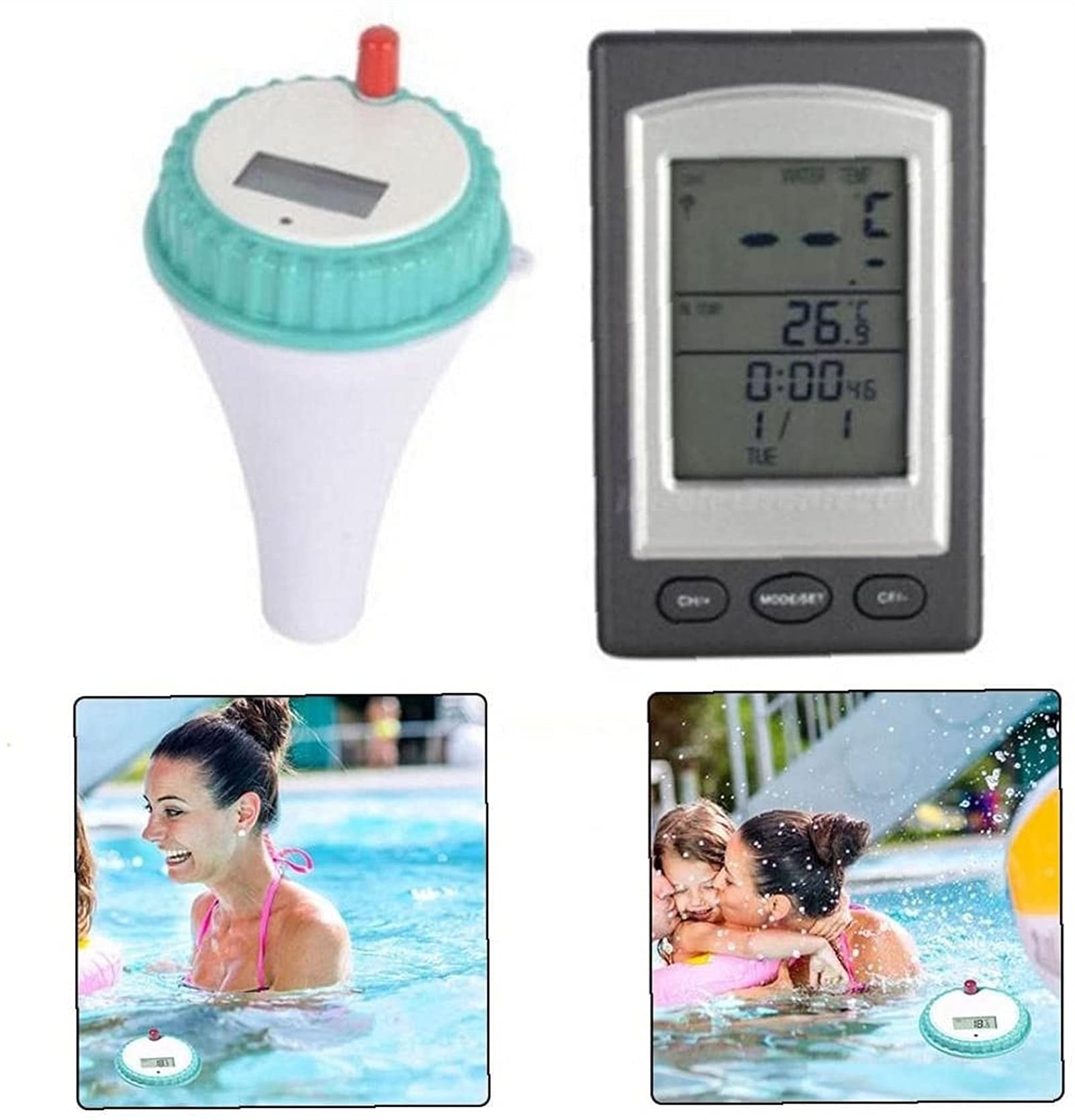 Termometr basenowy bezprzewodowy zdalny cyfrowy wskaźnik temperatury wody z wyświetlaczem LCD do basenu Wanna w wannie