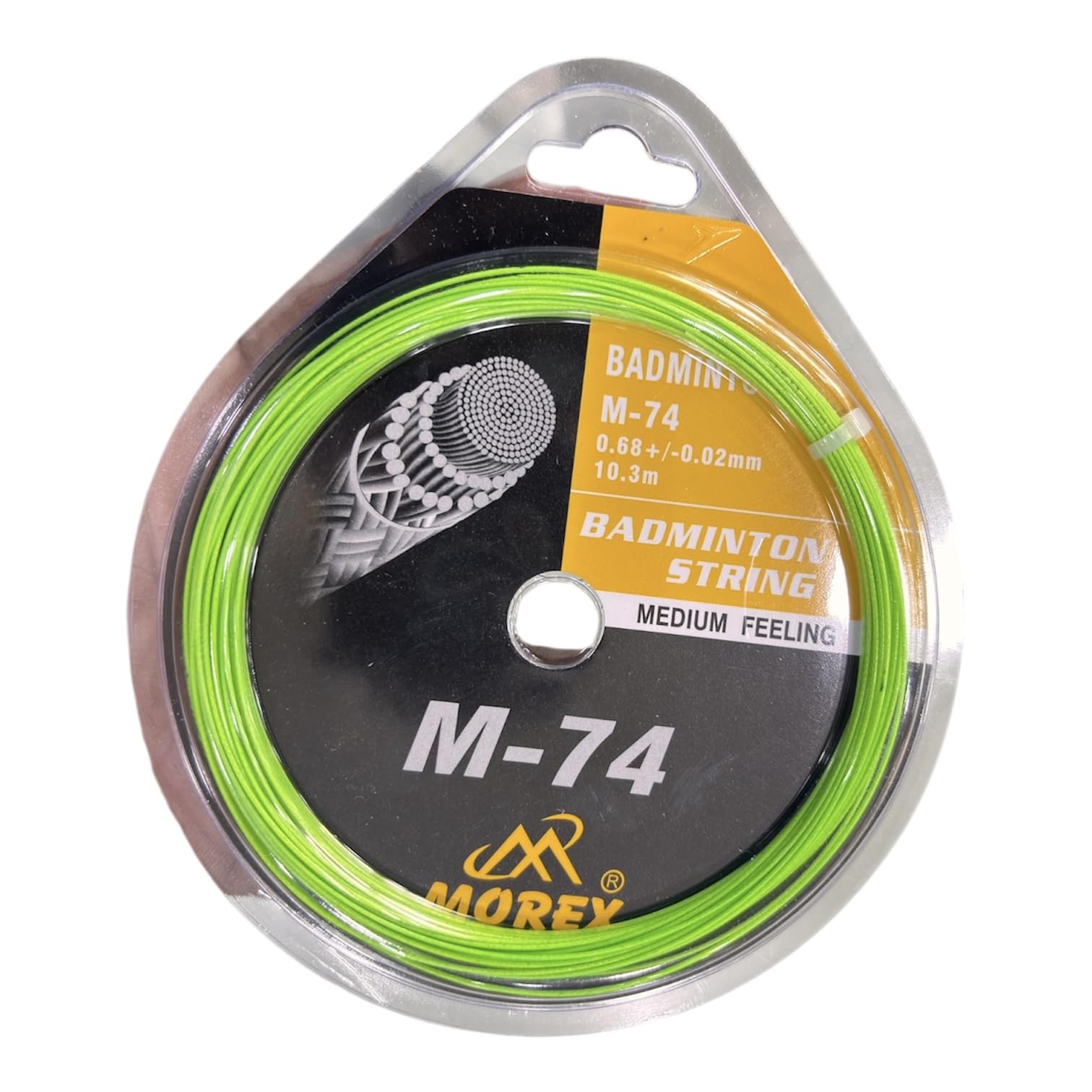 M-74 Badminton String, Neon Green, Nylon, 0.68mm Diameter, 10.3m, Medium Feeling-picture-10