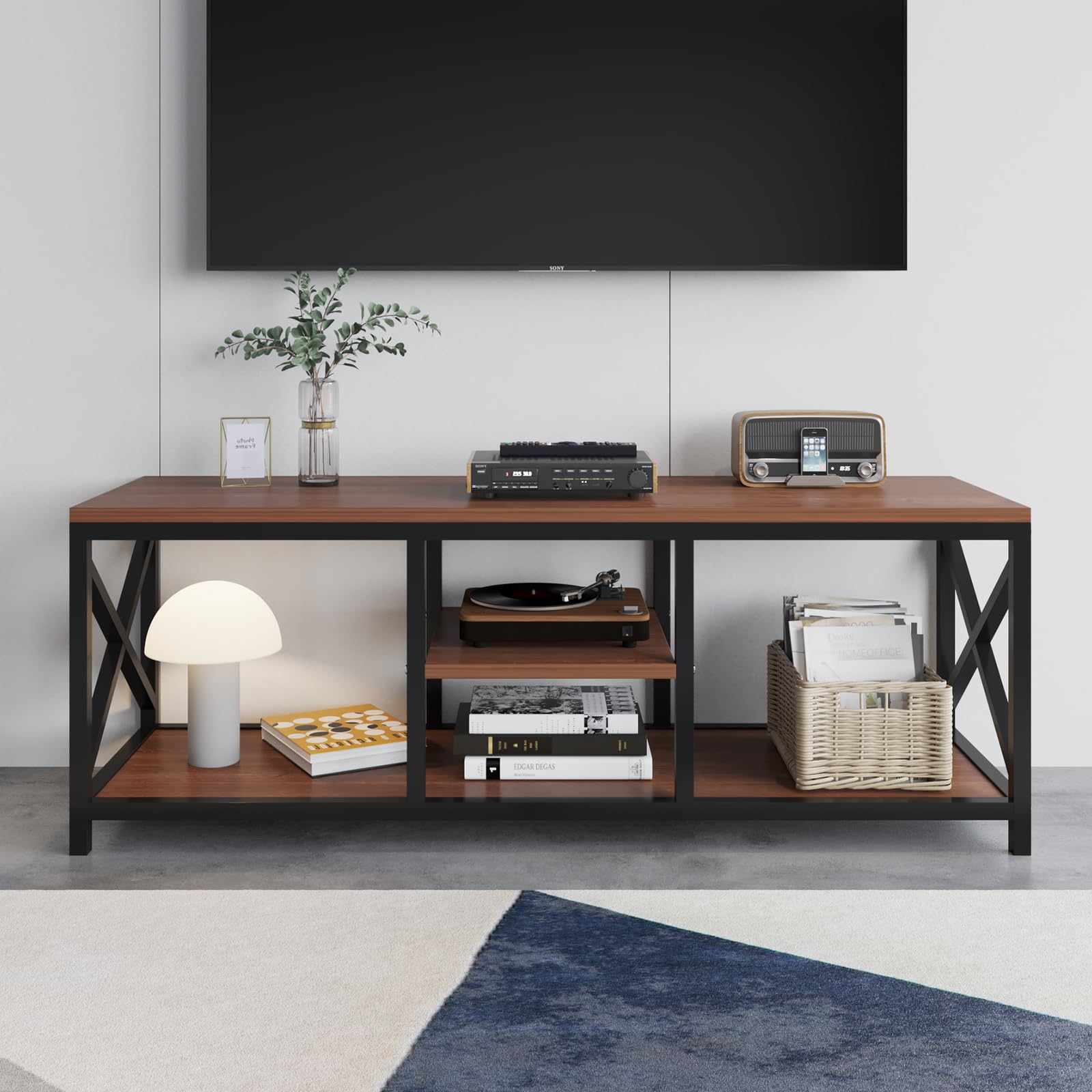 Amazon Brand - Umi Engineering Wood Floor Standing TV Entertainment Unit Set Top Box Stand TV Cabinet with Shelves for Books & Décor Display Unit, Upto 55 Inches - TVU-004 (120 * 40 * 45 cm) (B0CRVNQ2JK) Amazon Price History, Amazon Price Tracker
