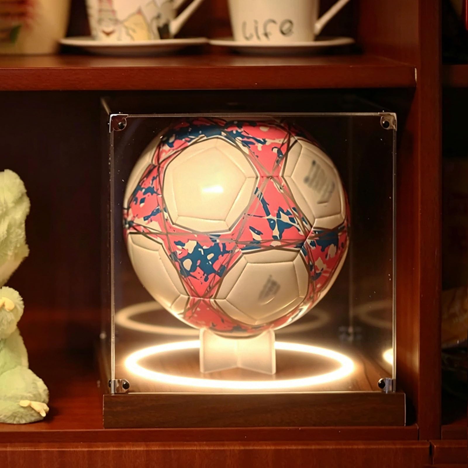 Vitrina de Acrílico Vitrina Acrílica Estándar Balones Voleibol 20 50 30Cm. Estuche Organizador Plástico Iluminación Balones Fútbol 21,8Cm. Expositor Cuadrado Transparente(20x20xH20cm/8x8x8in)