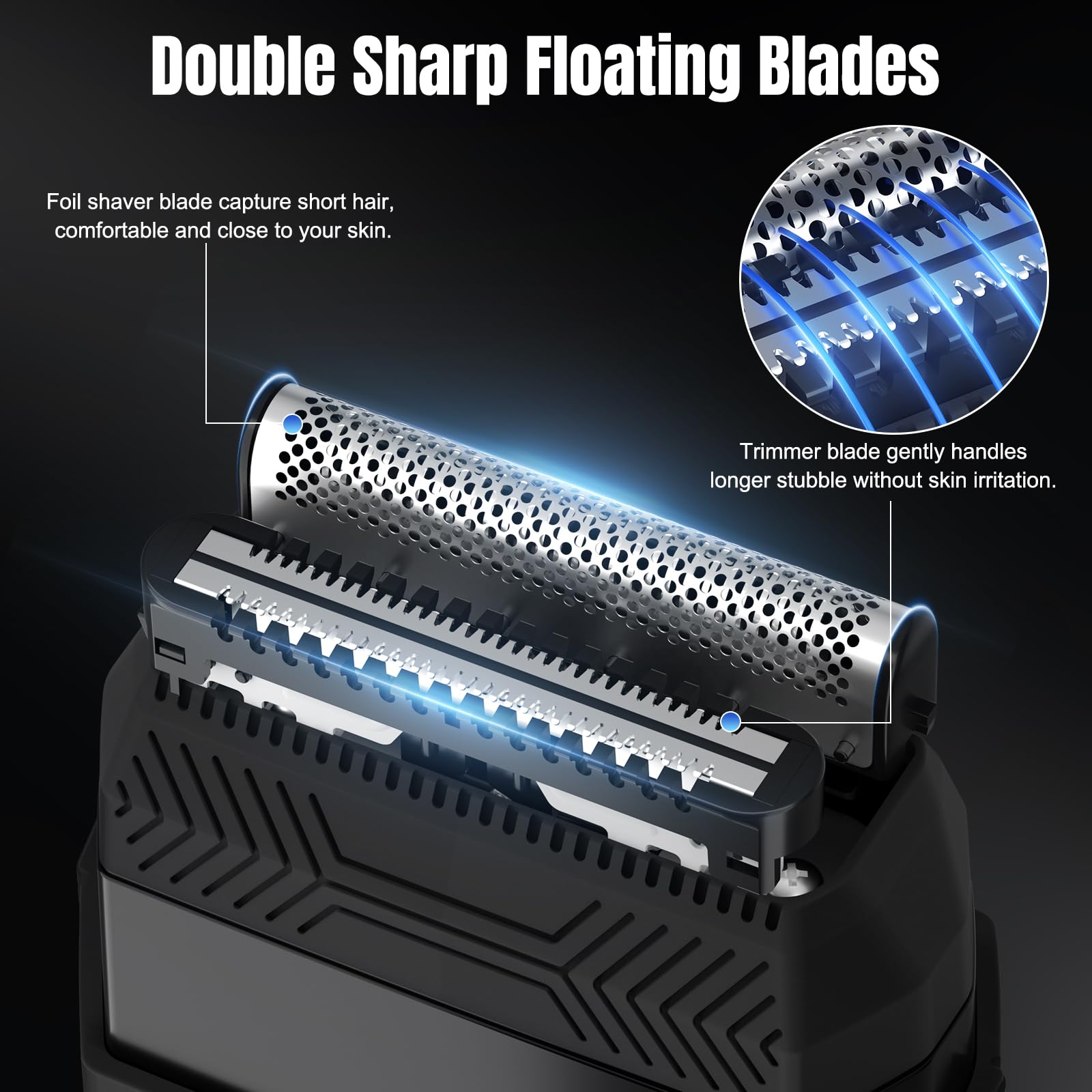 Suttik Electric Razor Foil Shavers for Men, Compact Electric Face Shaver, Portable Travel Shaver, Waterproof, Black