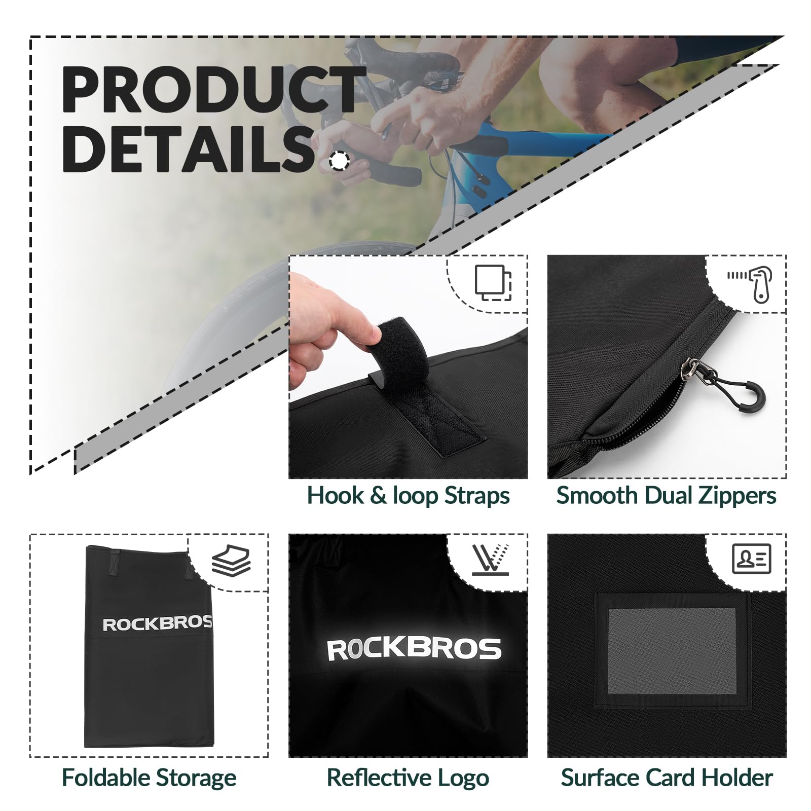 ROCKBROS Copertura prottetiva per Bici, Copri Bicicletta Impermeabile Oxford 178 * 86 cm per Bici da corsa e MTB da 26 pollici, Progettato per il Trasporto di Bici