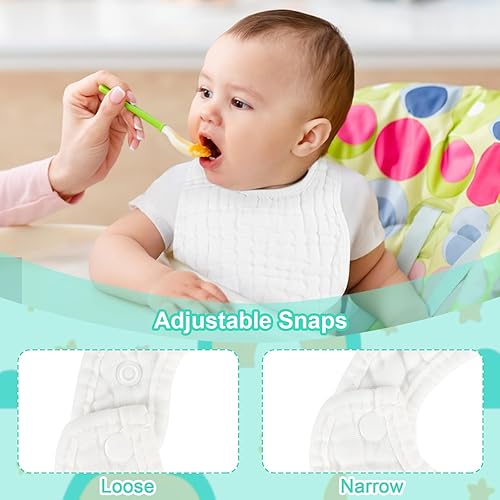 Miniatura 4 de Accmor Muslin Baby Bibs, 6 Pack Soft Cotton Baby Bandana Drool Bibs for Boys Girls Teething and Drooling Blanco,A/Azul,A / Gris,A/Rosa,Varios