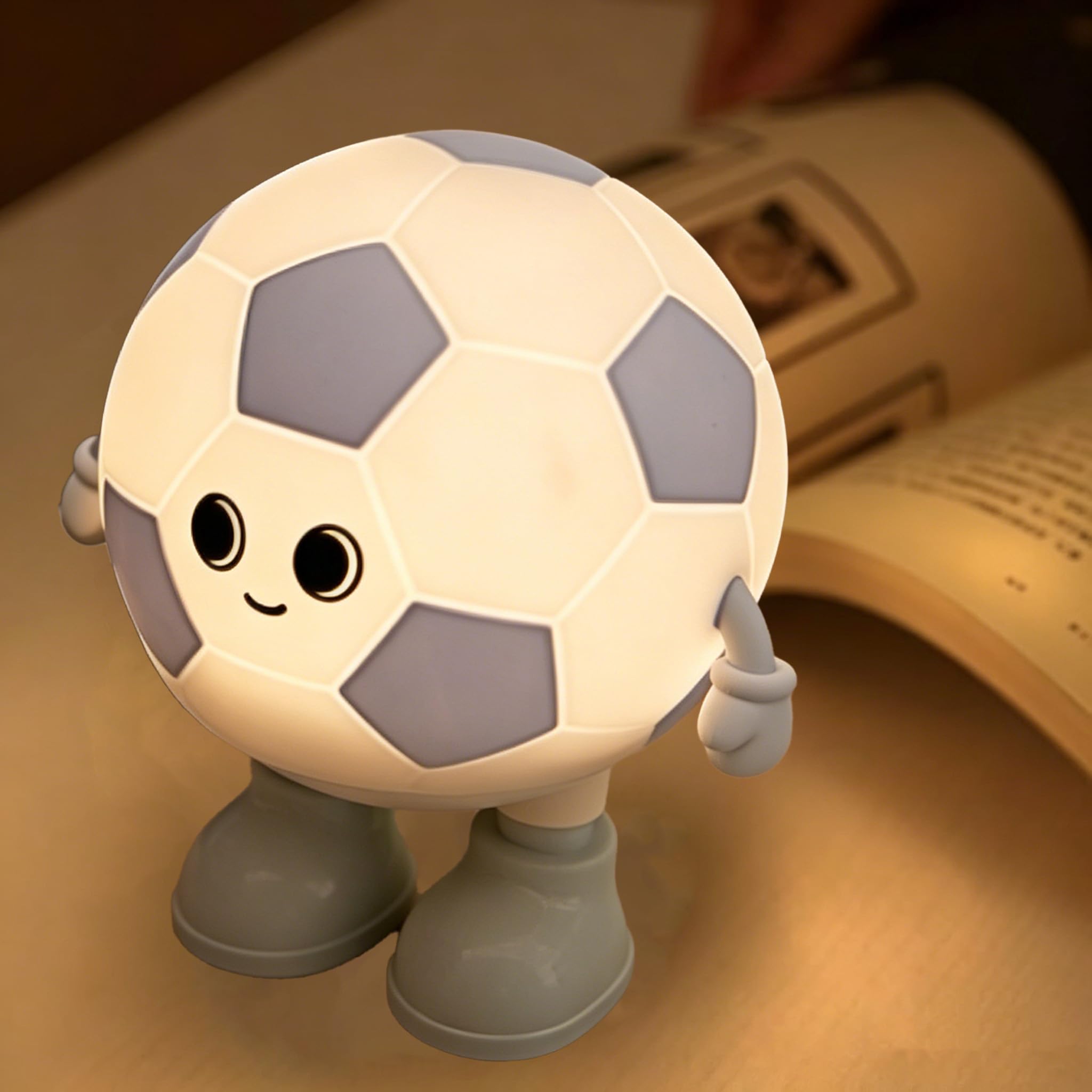 Touch Control Cute Soccer Night Light 7 Colors Dimmable Bedside Lamp — image 1