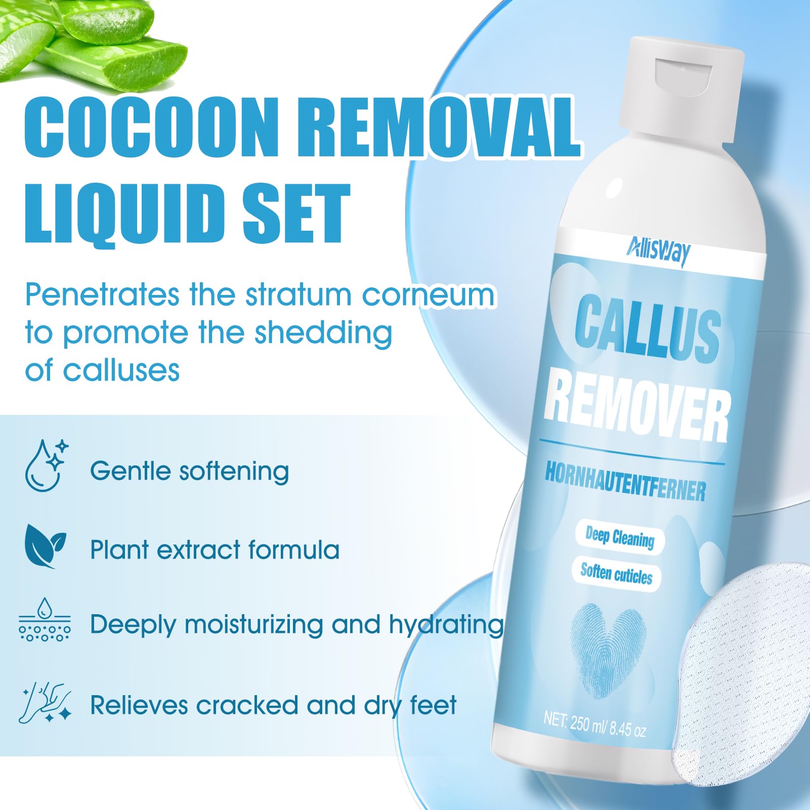 Cheratolitico Piedi, Callus Remover, Esfoliante Piedi, Lima per Piedi in Nano-Vetro, Ammorbidisce la Pelle dei Piedi, Idrata in Profondità, Allevia Secchezza e Screpolature, 250 ml