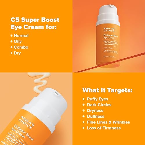 Miniatura 3 de Paula's Choice C5 Super Boost Crema de ojos para ojeras, ojos hinchados, líneas finas y patas de gallo, crema reparadora de ojos con 5% de vitamina