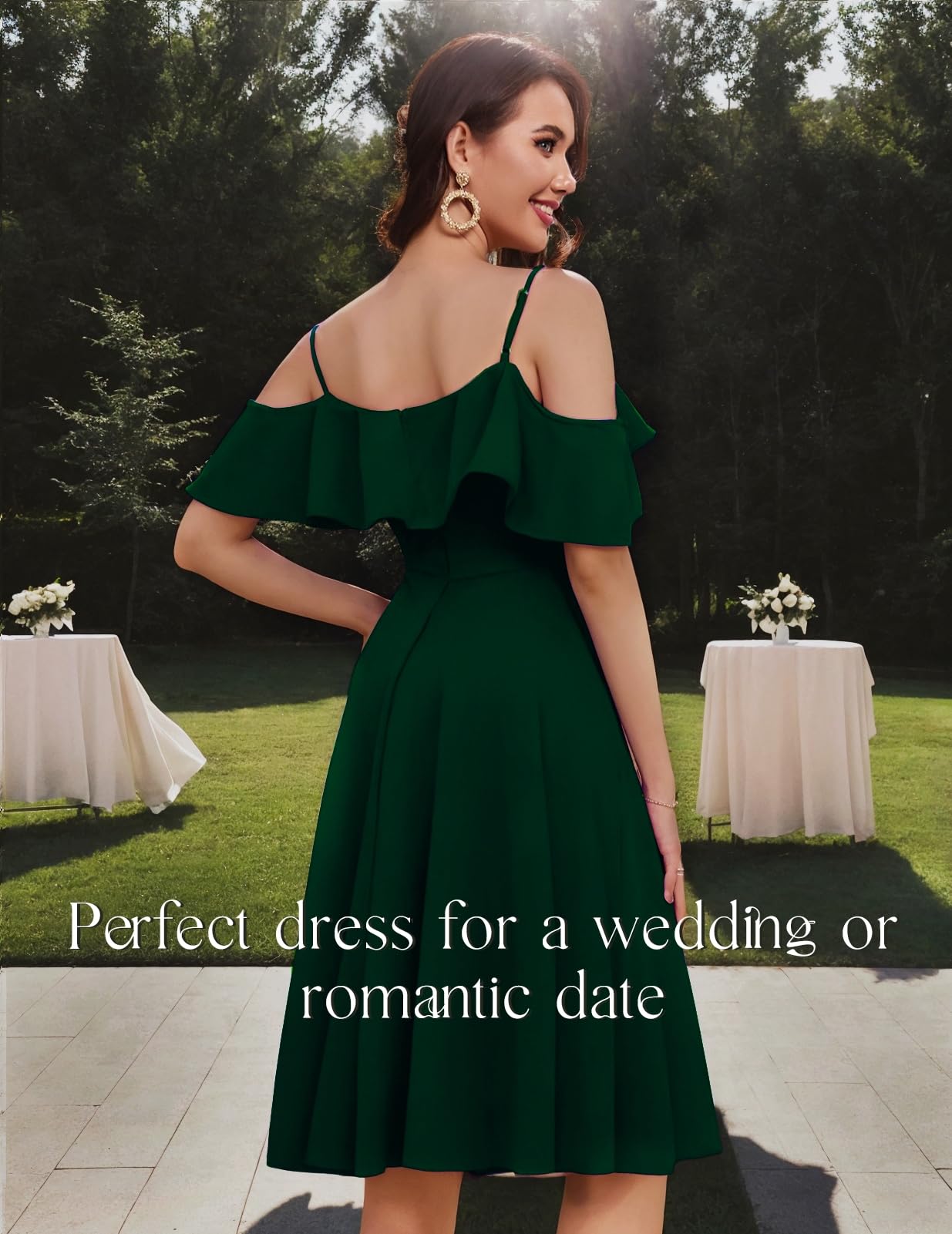 Bbonlinedress Abito Donna Estate off-The-Shoulder Elegante Abito Senza Spalline con Increspature Midilang Abito da Cocktail Festivo