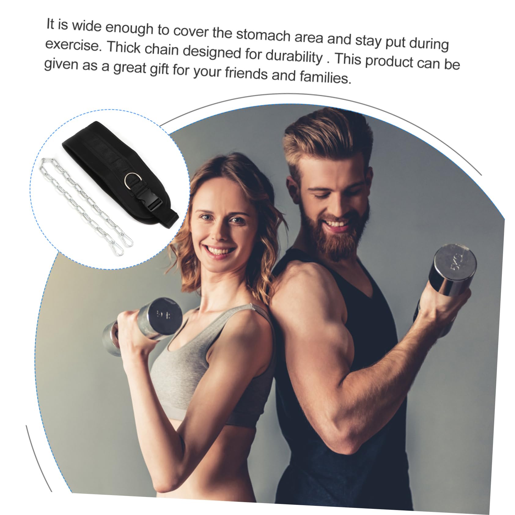 Happyyami 1pezzi Cintura Per Sollevamento Pesi Con Catena Attrezzatura Per Bodybuilding e Powerlifting Design Ergonomico Per Comfort e Supporto Catena Rimovibile Per Maggiore Sicurezza