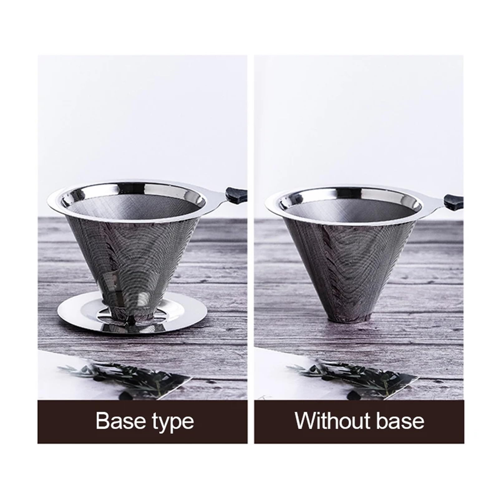 1 Filtro de café Doble Capa Acero Inoxidable 304, Soporte for Verter, Malla Goteo for té(Size M with Base)