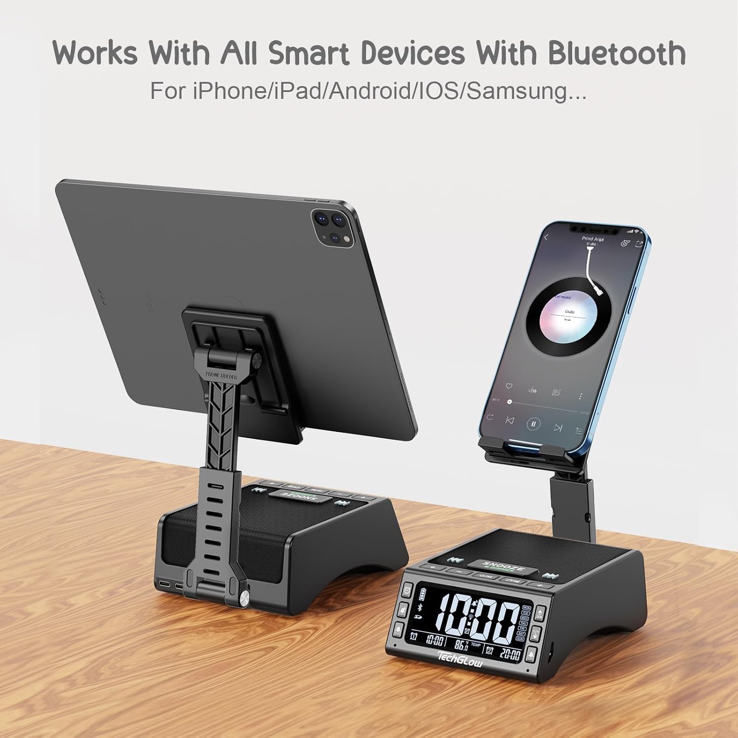 TechGlow Foldable Cellphone Stand with Wireless Bluetooth Speaker Birthday Gifts for Men Women Mother Father Cool Tech Gadgets - Image 3