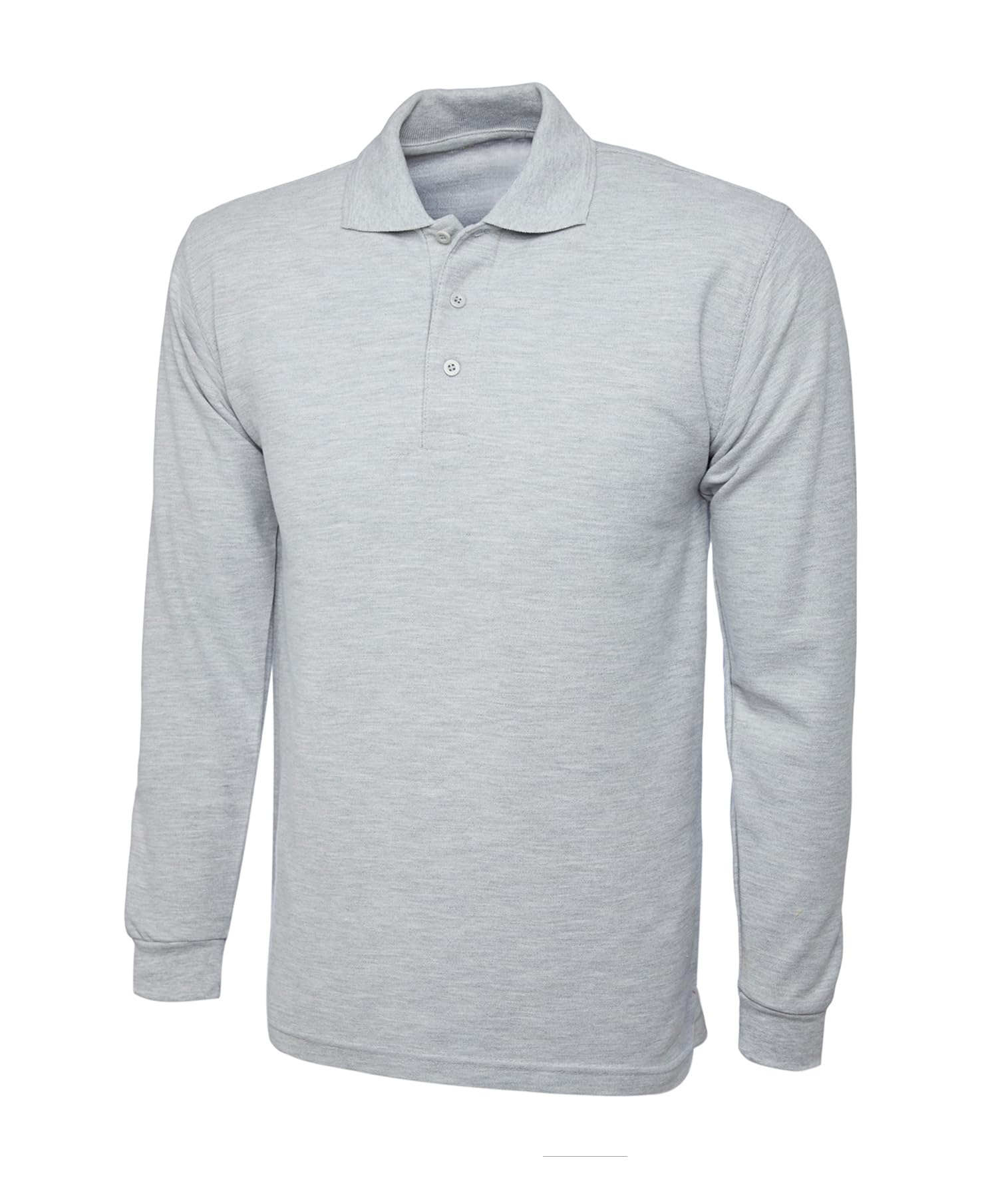 COOZO Mens Long Sleeve Polo Shirt - Heather Grey - XL