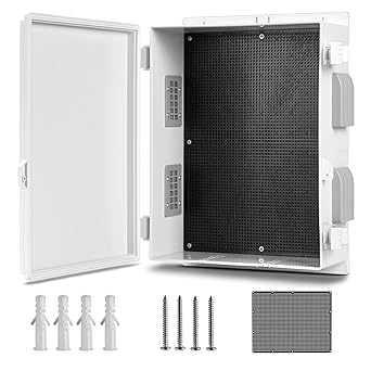 CQENPR Outdoor Waterproof Electrical Junction Box, ABS Water Resistant Enclosure with Internal Mounting Panel & Hinged Cover (15.7