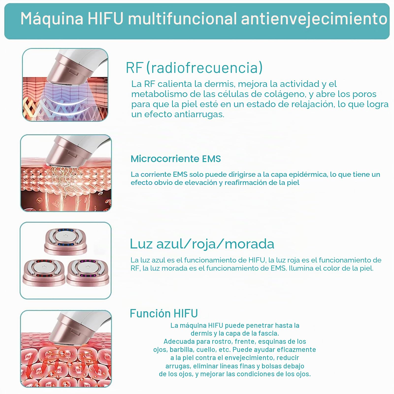 Mini HIFU facial máquina Levantamiento facial Anti arrugas Dispositivo de belleza Herramientas para el cuidado de la piel Máquina de estiramiento de la piel para el rejuvenecimiento de la piel