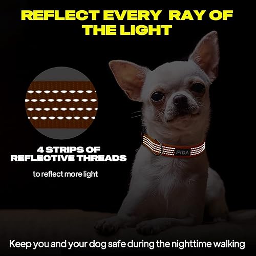 Miniatura 3 de Fida Collar reflectante para perro, collares de nailon con colores neón para perros pequeñosmedianosmedianos, collares de perro de alta visibilidad